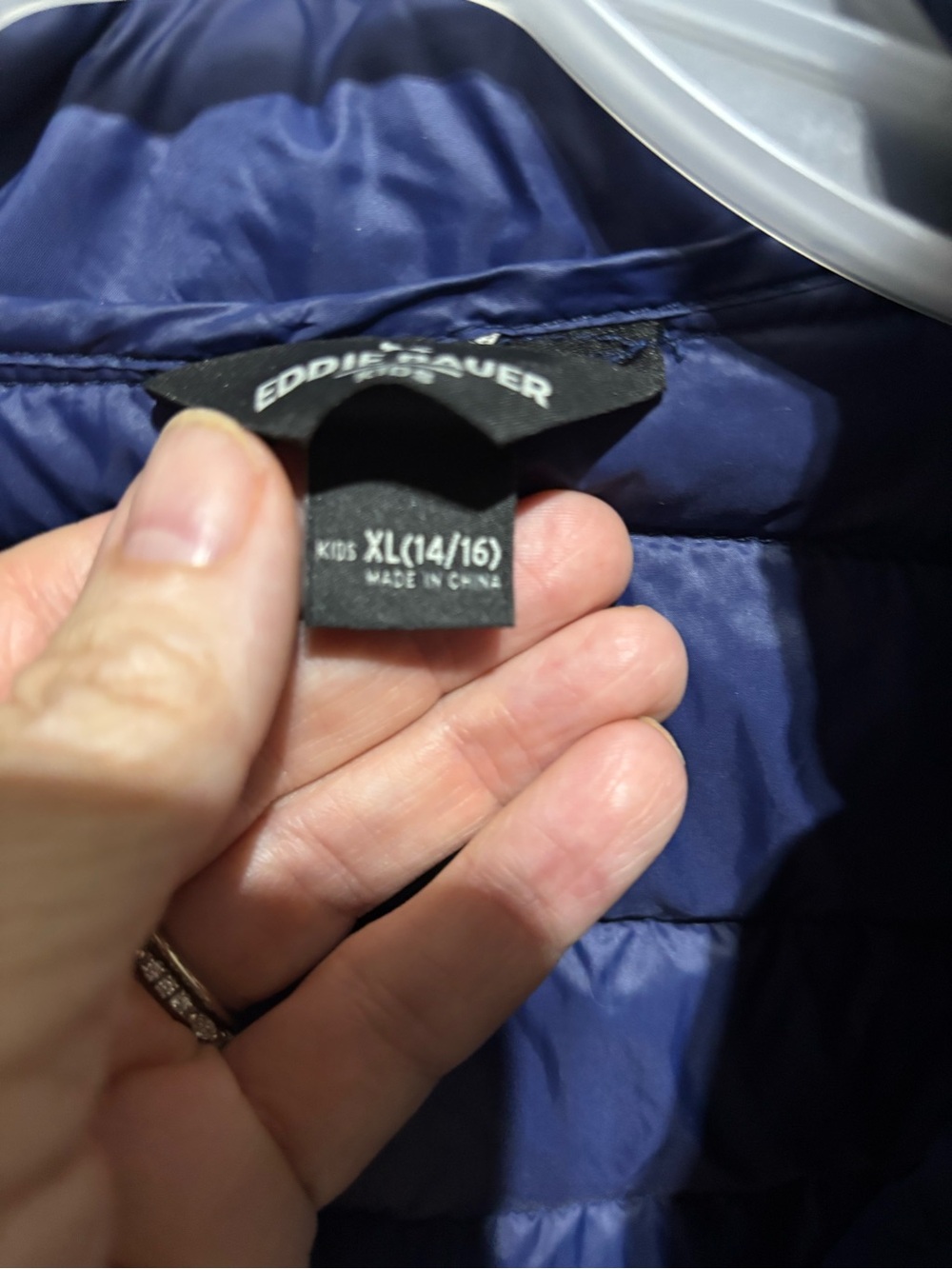 Eddie Bauer Kids XL 14/16  Blue Down Puffer Jacket 60% Down Full Zip Coat - Picture 2 of 5